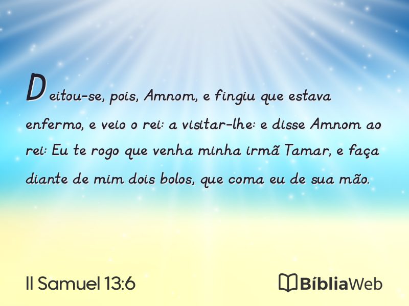 II Samuel 13:6 em imagem para compartilhar