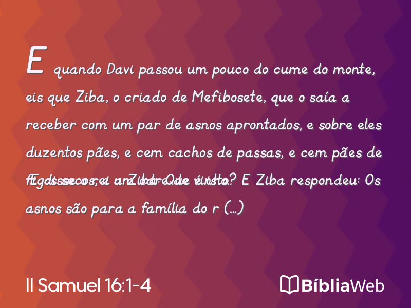 II Samuel 16:1-4 em imagem para compartilhar