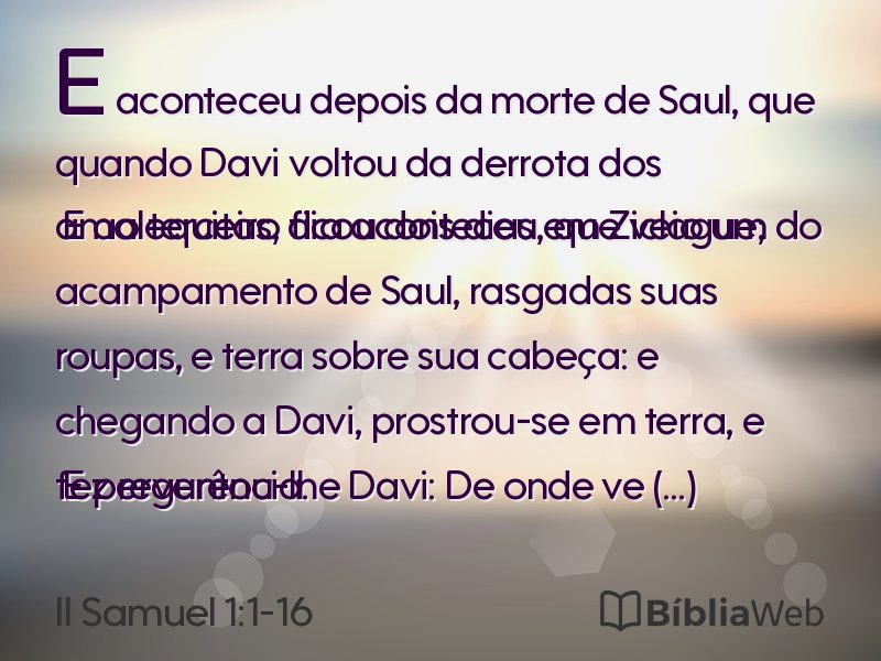 II Samuel 1:1-16 em imagem para compartilhar