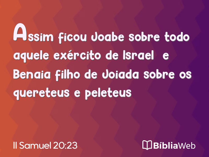 II Samuel 20:23 em imagem para compartilhar
