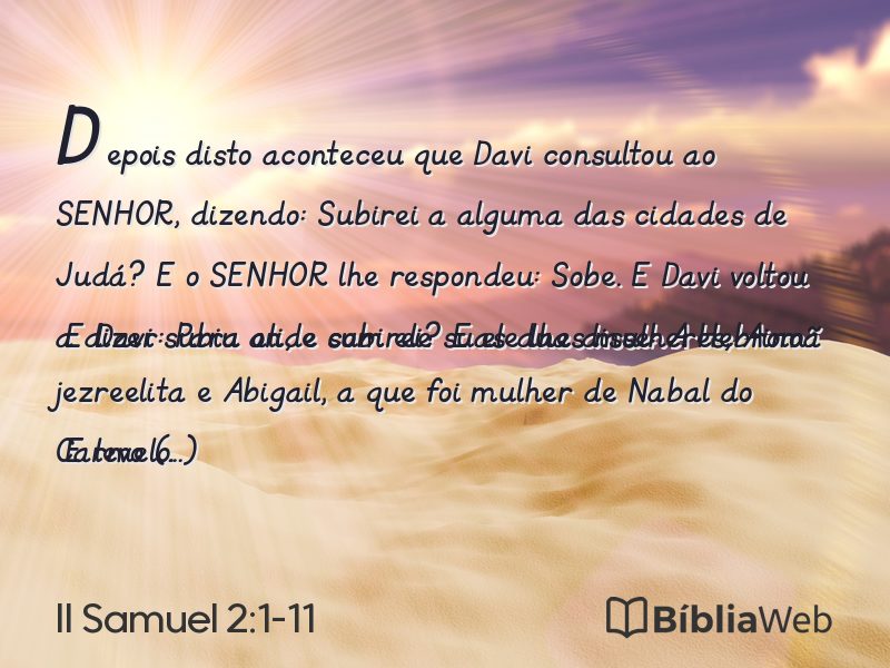 II Samuel 2:1-11 em imagem para compartilhar
