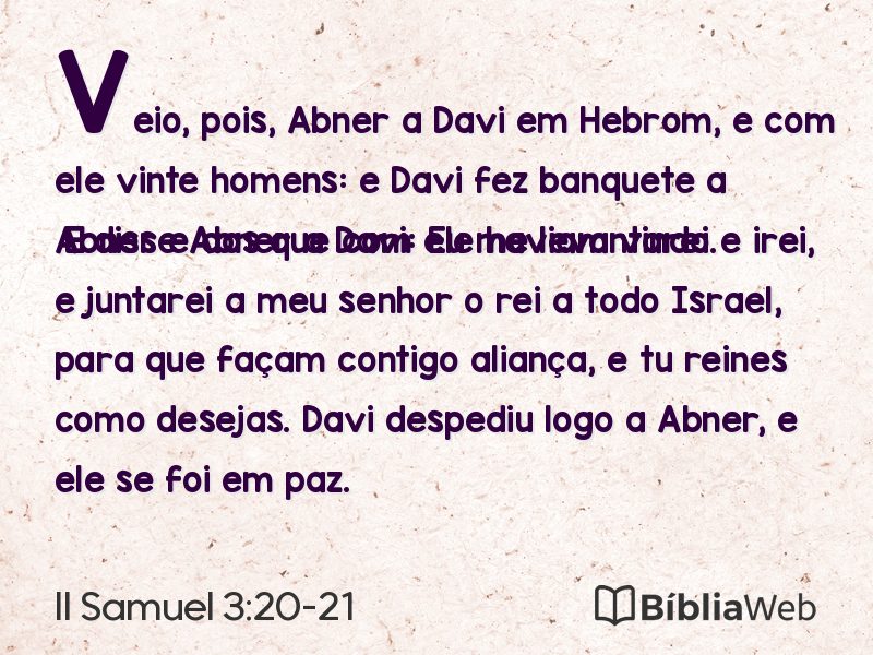 II Samuel 3:20-21 em imagem para compartilhar