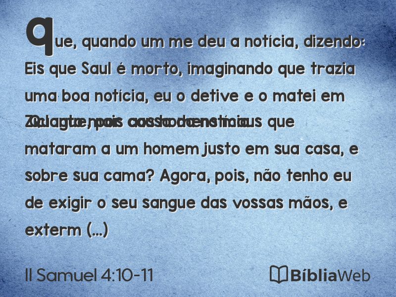 II Samuel 4:10-11 em imagem para compartilhar