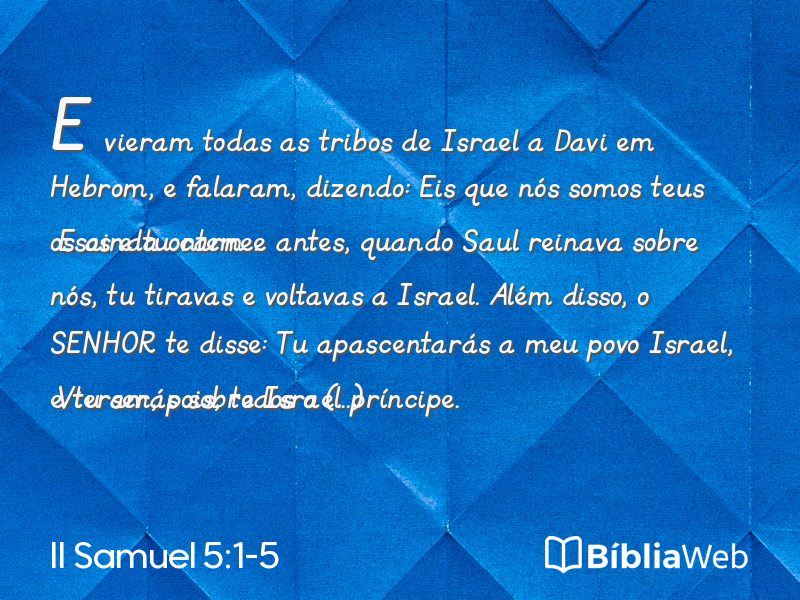 II Samuel 5:1-5 em imagem para compartilhar