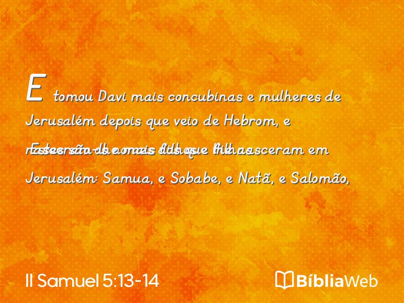 II Samuel 5:13-14 em imagem para compartilhar