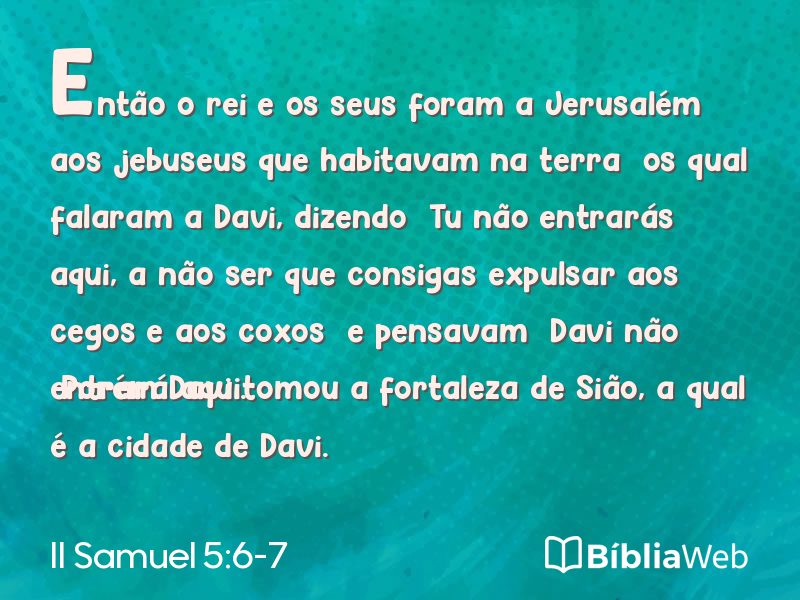 II Samuel 5:6-7 em imagem para compartilhar