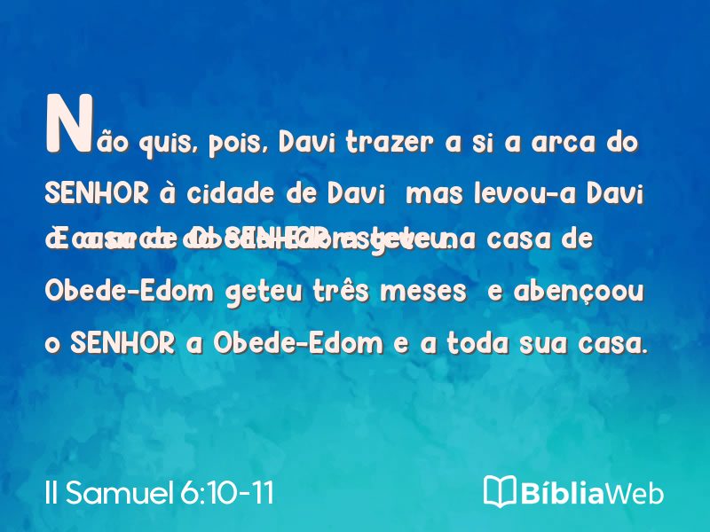 II Samuel 6:10-11 em imagem para compartilhar