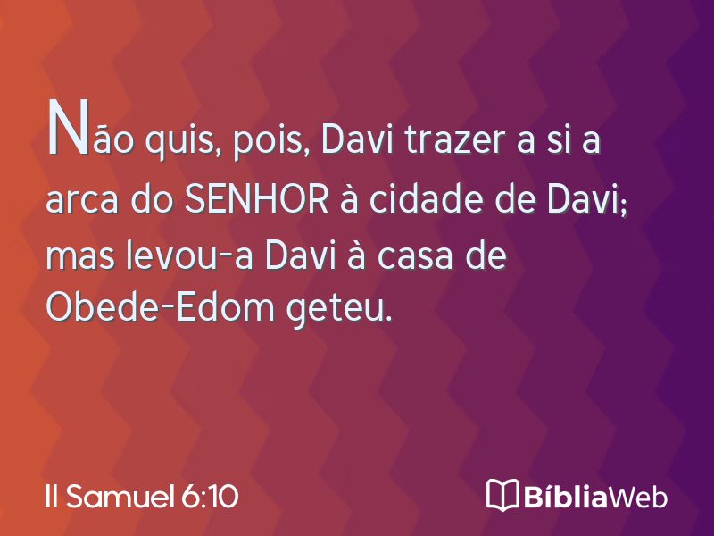 II Samuel 6:10 em imagem para compartilhar
