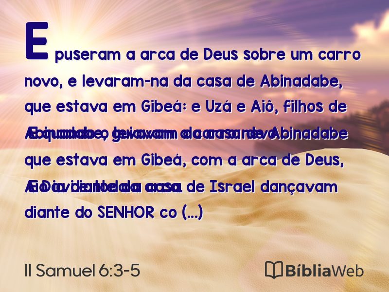 II Samuel 6:3-5 em imagem para compartilhar