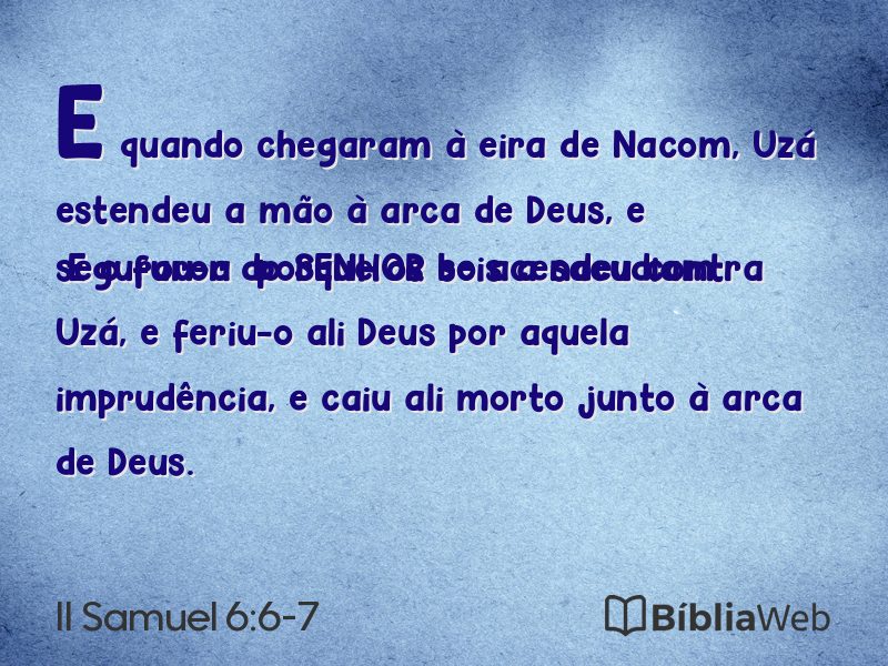 II Samuel 6:6-7 em imagem para compartilhar