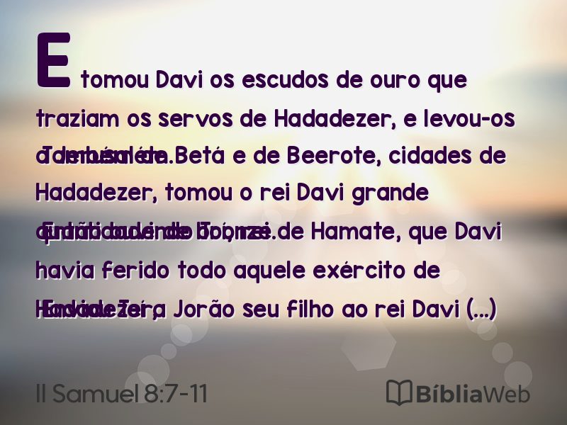 II Samuel 8:7-11 em imagem para compartilhar