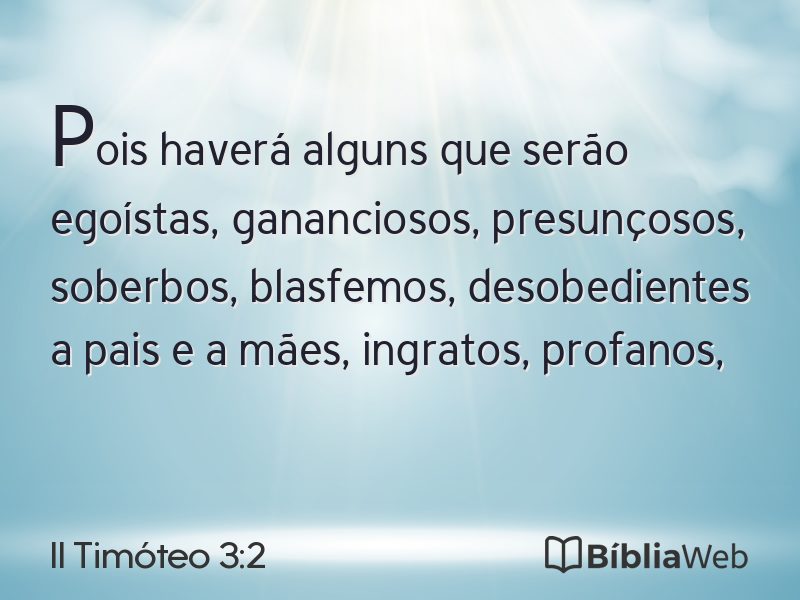 II Timóteo 3:2 em imagem para compartilhar