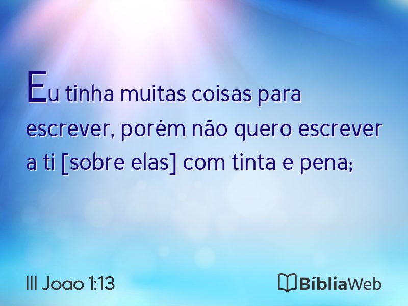III Joao 1:13 em imagem para compartilhar