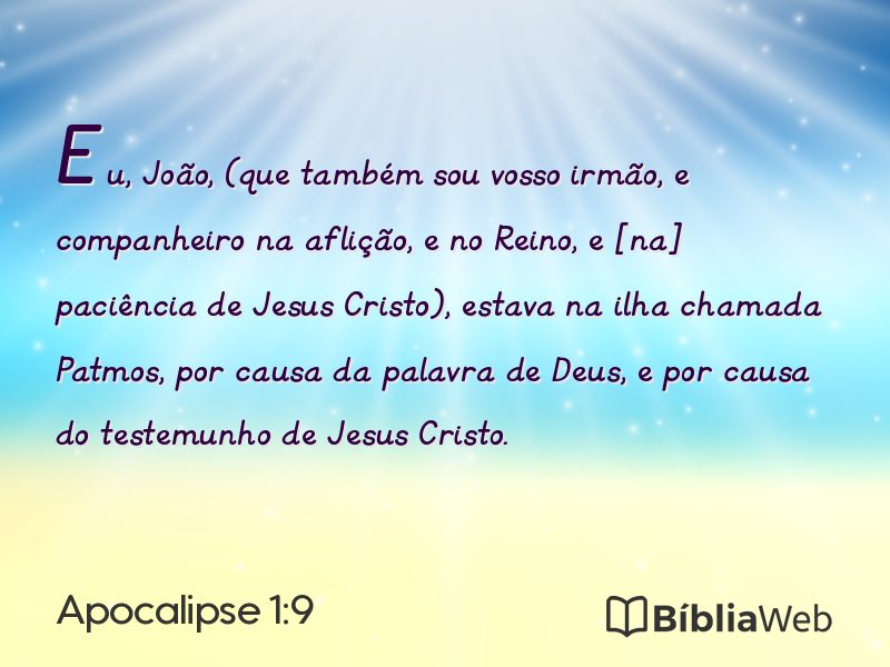 Apocalipse 1:9 em imagem para compartilhar