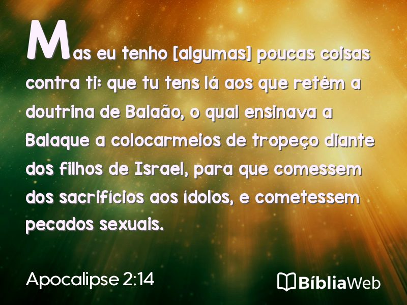 Apocalipse 2:14 em imagem para compartilhar