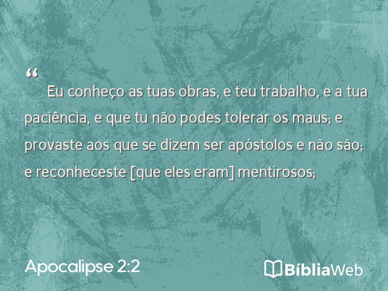 Apocalipse 2:2 em imagem para compartilhar