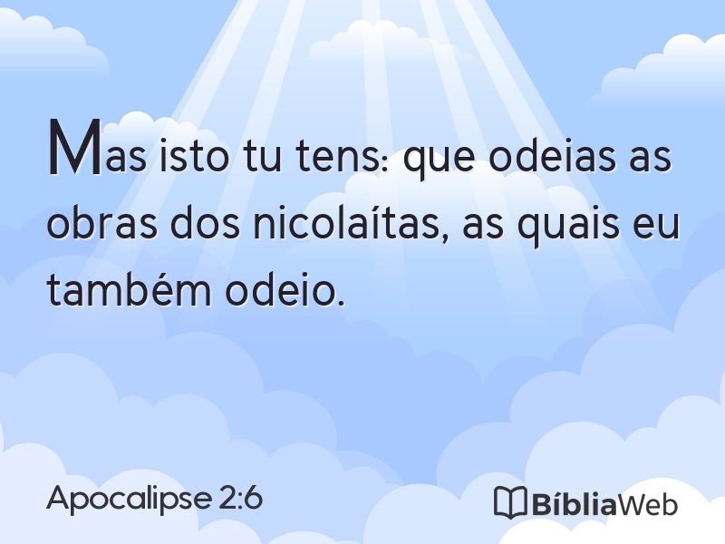 Apocalipse 2:6 em imagem para compartilhar