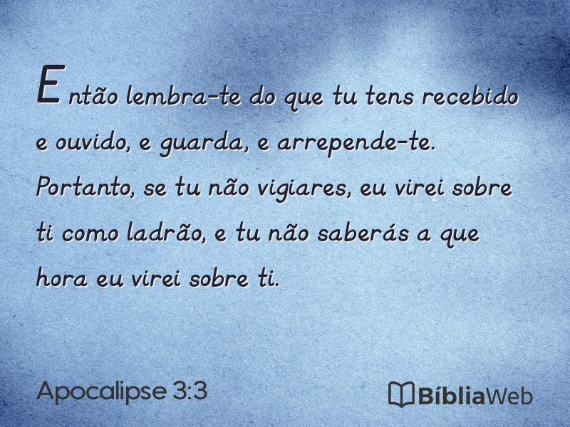 Apocalipse 3:3 em imagem para compartilhar