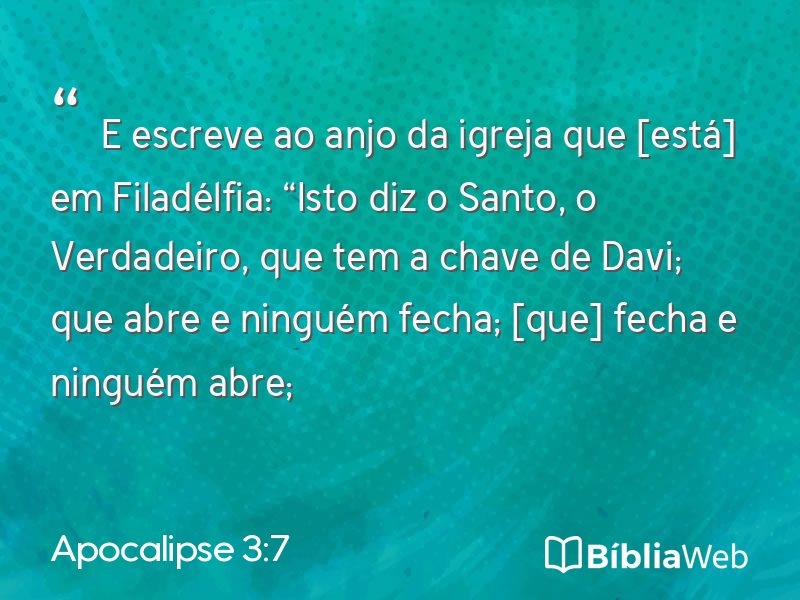 Apocalipse 3:7 em imagem para compartilhar