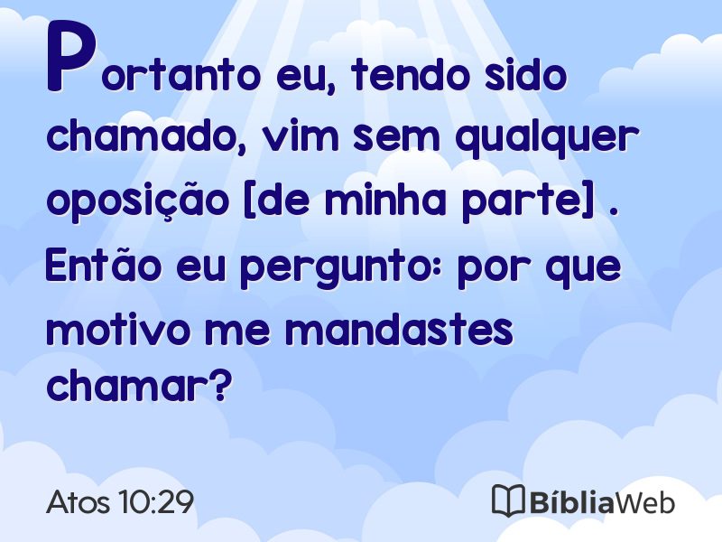 Atos 10:29 em imagem para compartilhar