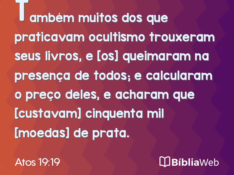 Atos 19:19 em imagem para compartilhar