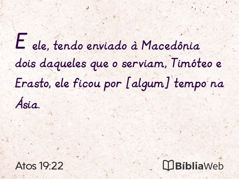 Atos 19:22 em imagem para compartilhar