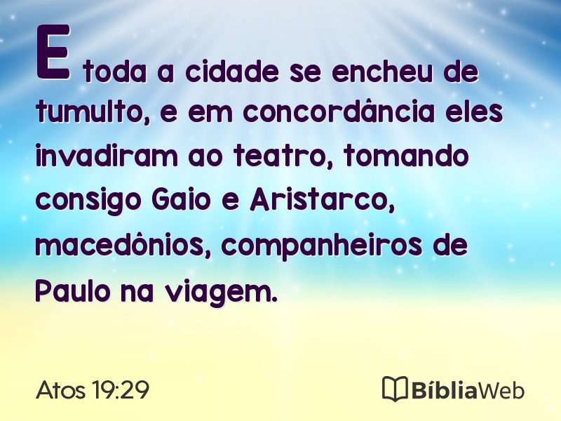 Atos 19:29 em imagem para compartilhar