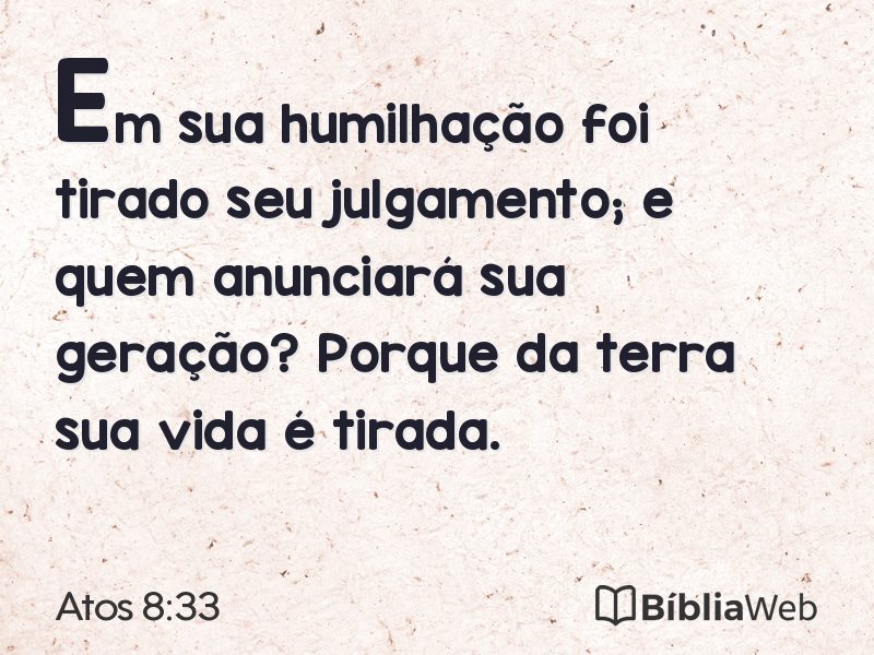 Atos 8:33 em imagem para compartilhar