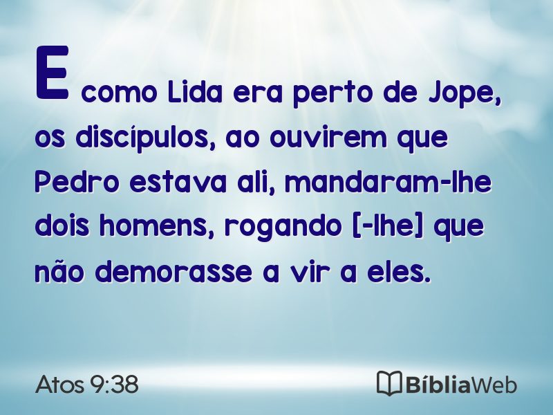 Atos 9:38 em imagem para compartilhar
