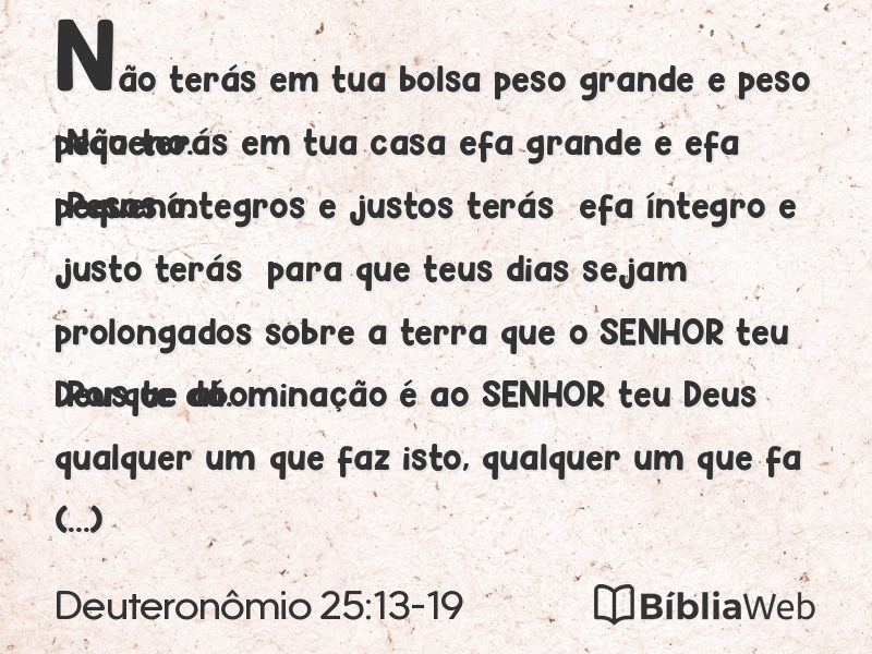 Deuteronômio 25:13-19 em imagem para compartilhar