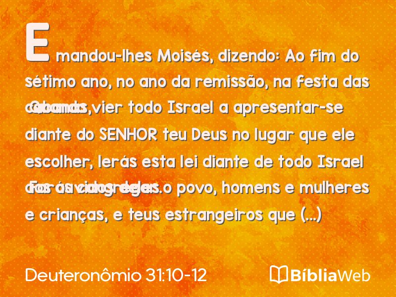 Deuteronômio 31:10-12 em imagem para compartilhar