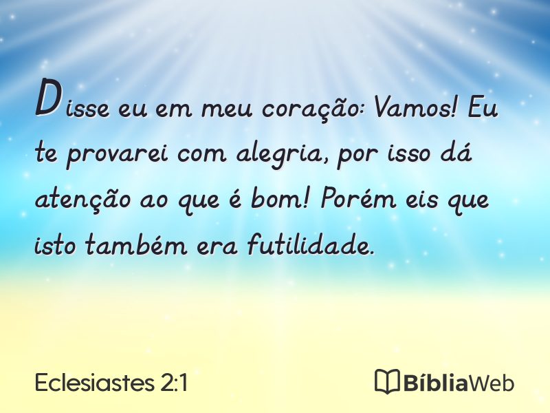 Eclesiastes 2:1 em imagem para compartilhar