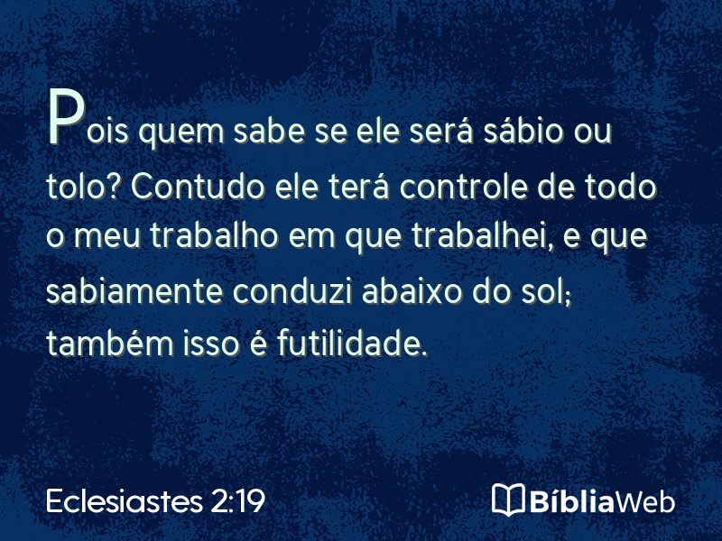 Eclesiastes 2:19 em imagem para compartilhar