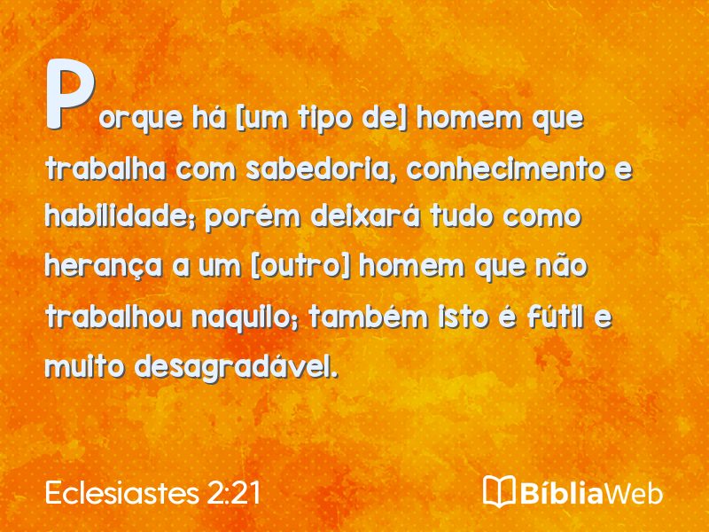 Eclesiastes 2:21 em imagem para compartilhar
