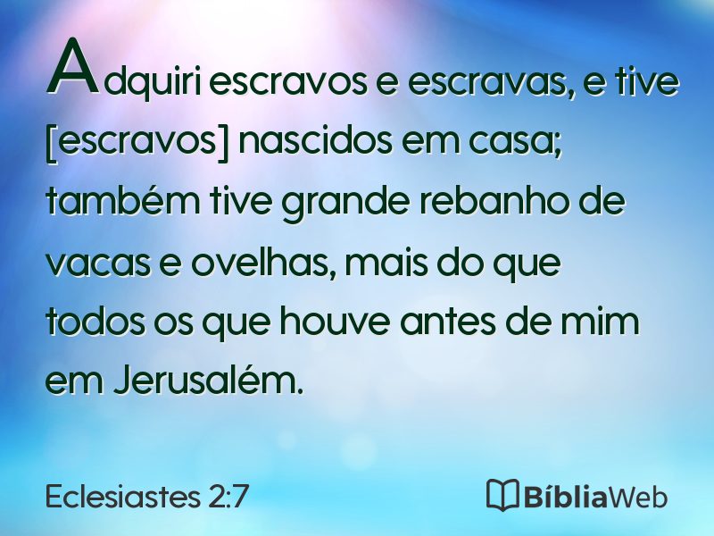 Eclesiastes 2:7 em imagem para compartilhar