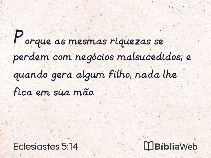 Eclesiastes 5:14 em imagem para compartilhar