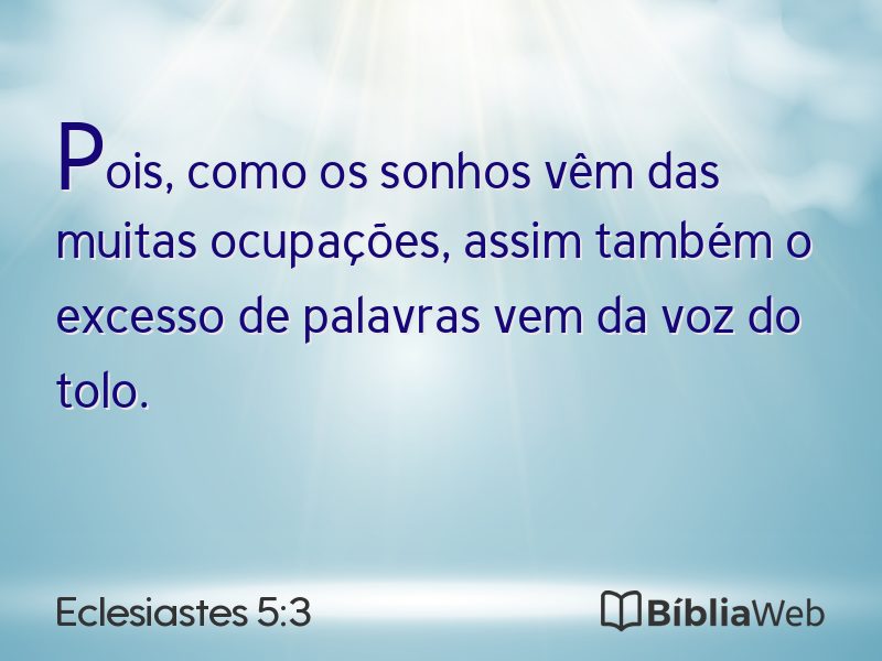 Eclesiastes 5:3 em imagem para compartilhar