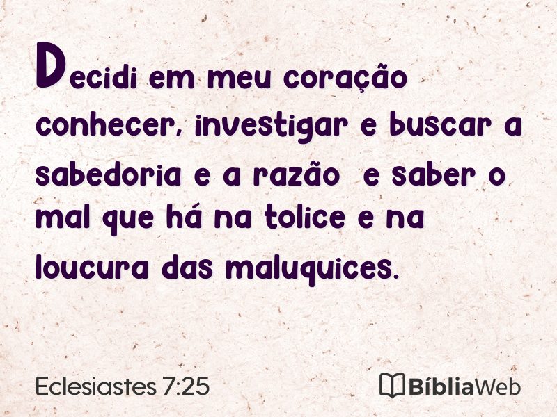 Eclesiastes 7:25 em imagem para compartilhar