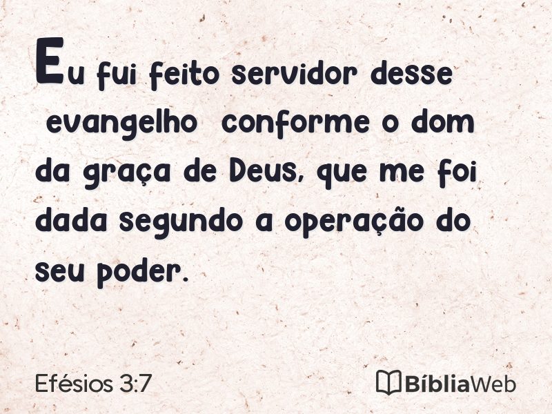Efésios 3:7 em imagem para compartilhar