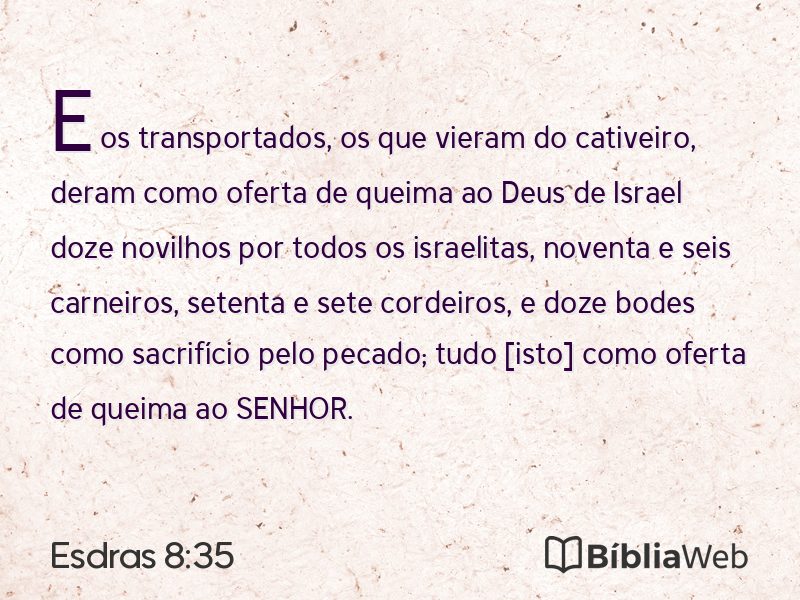 Esdras 8:35 em imagem para compartilhar