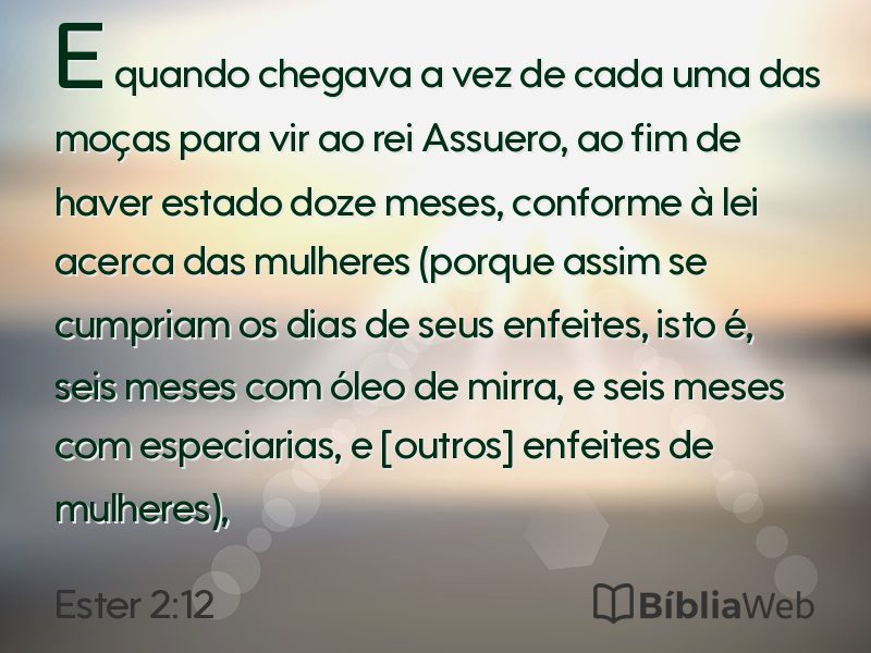 Ester 2:12 em imagem para compartilhar