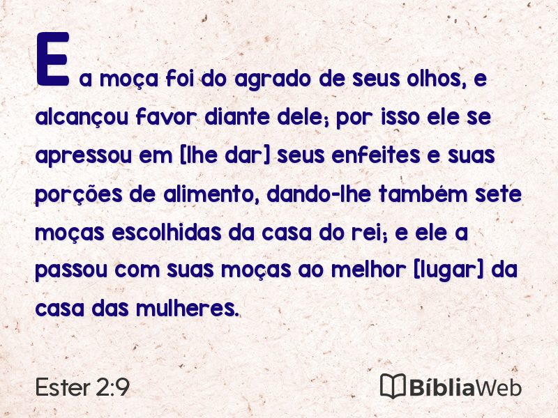 Ester 2:9 em imagem para compartilhar