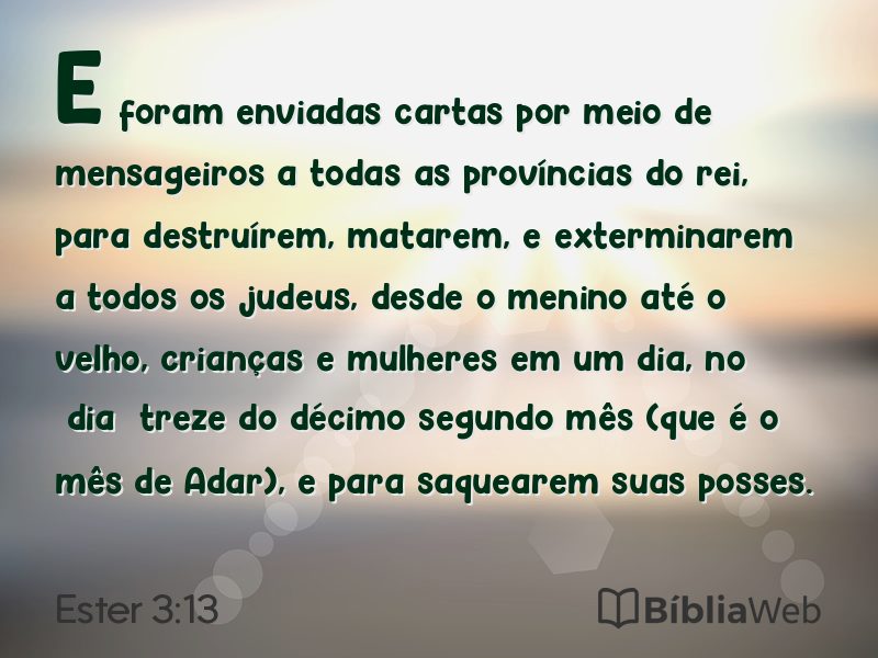 Ester 3:13 em imagem para compartilhar