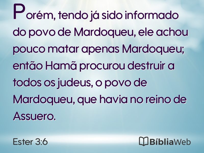 Ester 3:6 em imagem para compartilhar