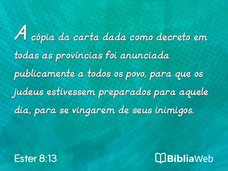 Ester 8:13 em imagem para compartilhar