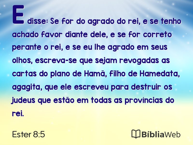 Ester 8:5 em imagem para compartilhar