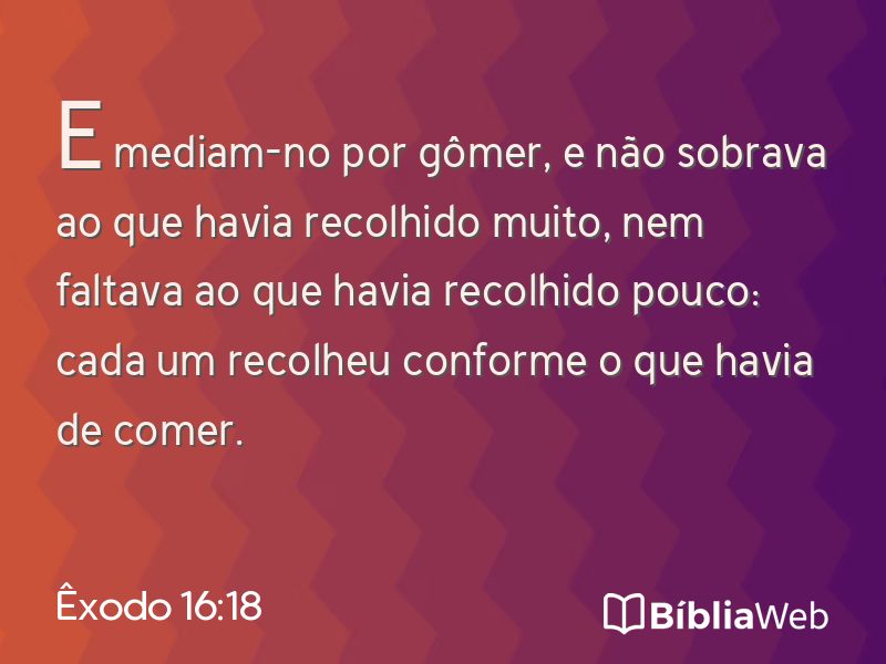 Êxodo 16:18 em imagem para compartilhar