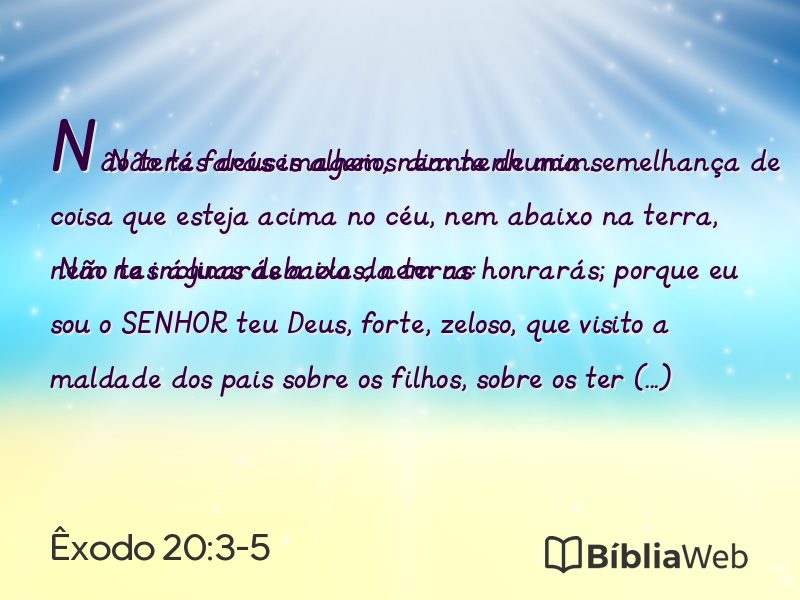 Êxodo 20:3-5 em imagem para compartilhar