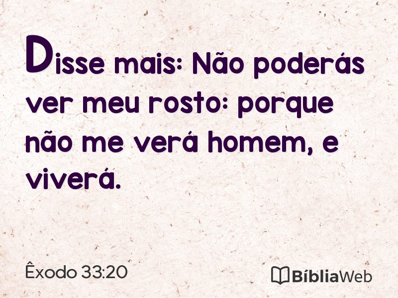 Êxodo 33:20 em imagem para compartilhar