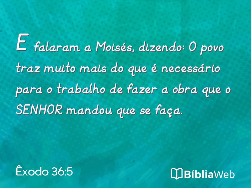 Êxodo 36:5 em imagem para compartilhar